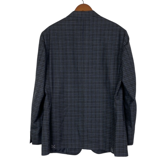 MICHAEL KORS Blazer Sport Coat Two Button 100% Wool 42R Gray Blue Plaid - Picture 2 of 11
